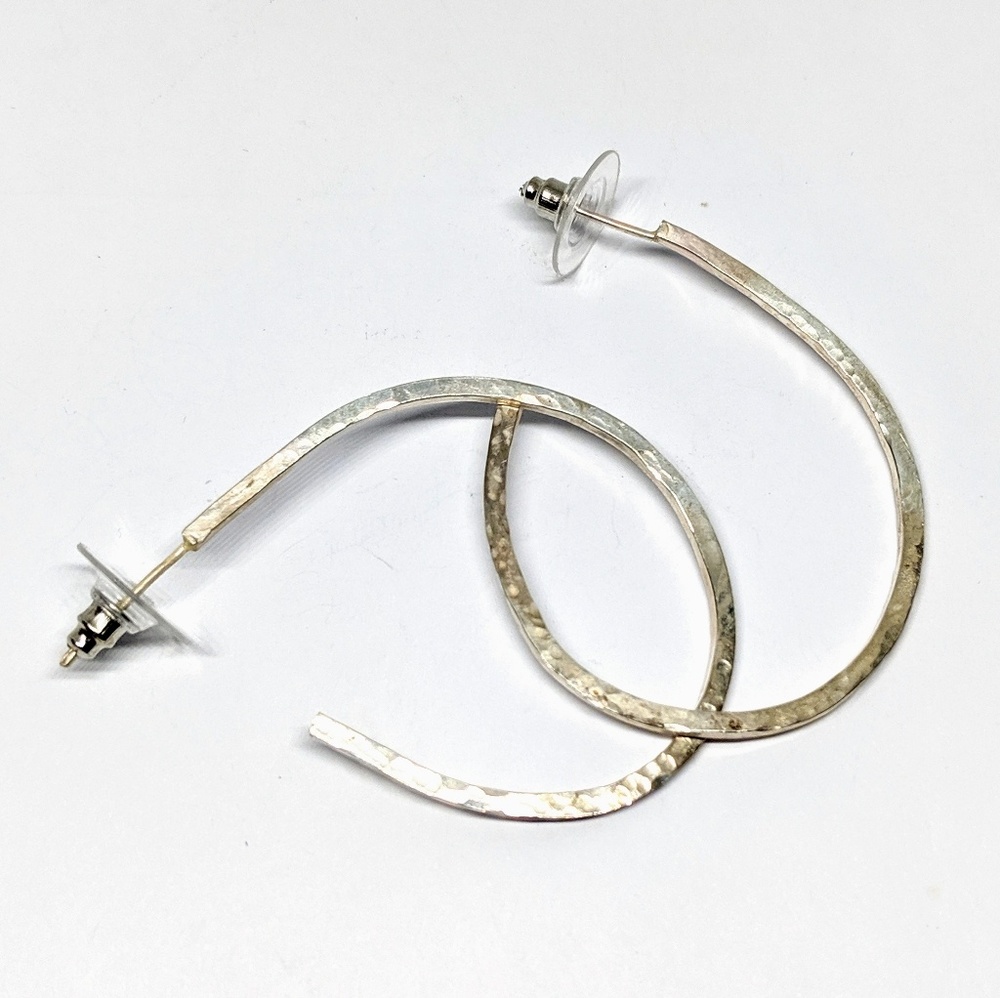 Handcrafted Hammered Sterling Silver Open Hoops
